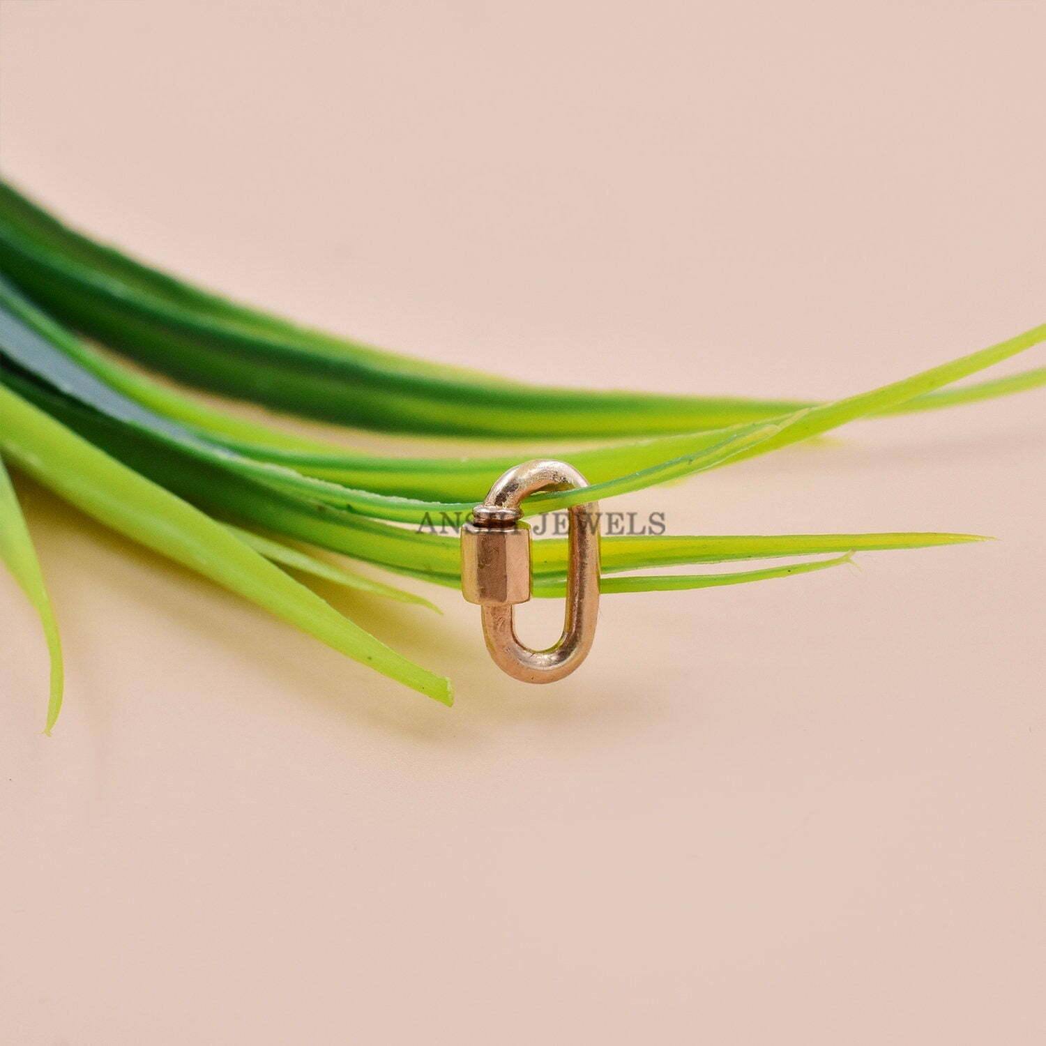 14k Solid Yellow Gold Carabiner Lock, Baby Carabiner lock, Plain Carabiner Lock