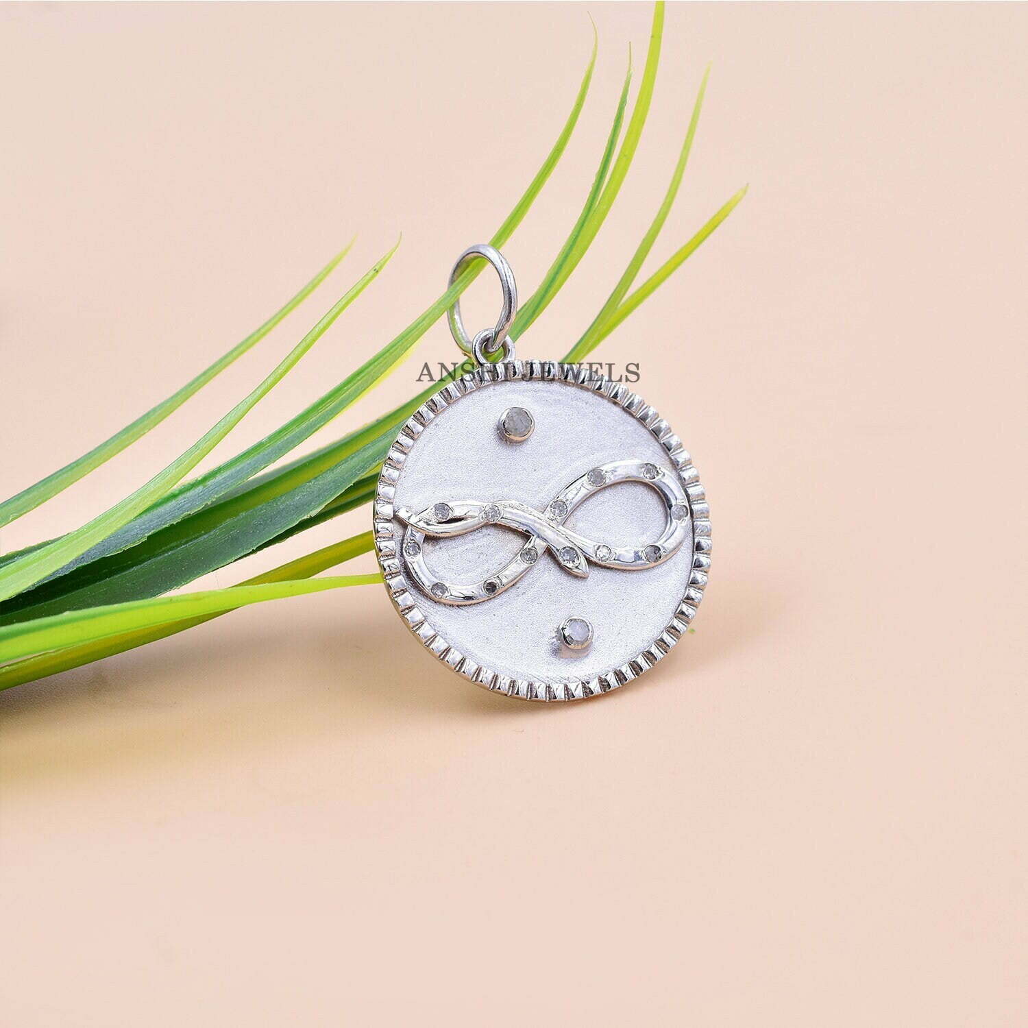 Yellow Gold Single Cut Diamond Snake Infinity Charm
