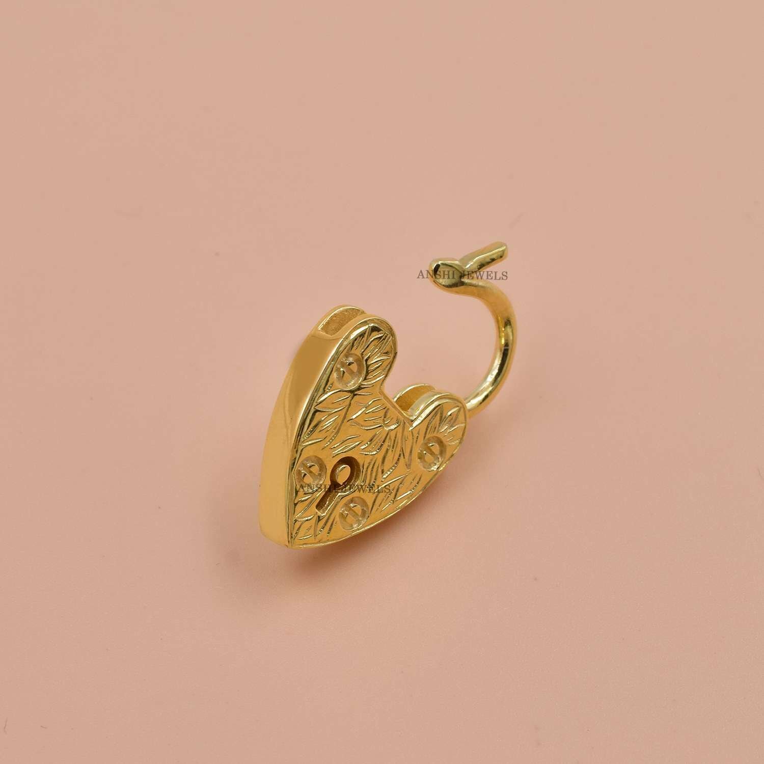 14k Yellow Gold Plated Padlock, Plain Padlock, Carving Padlock, Vintage Padlock,925 Silver Padlock - Image 5
