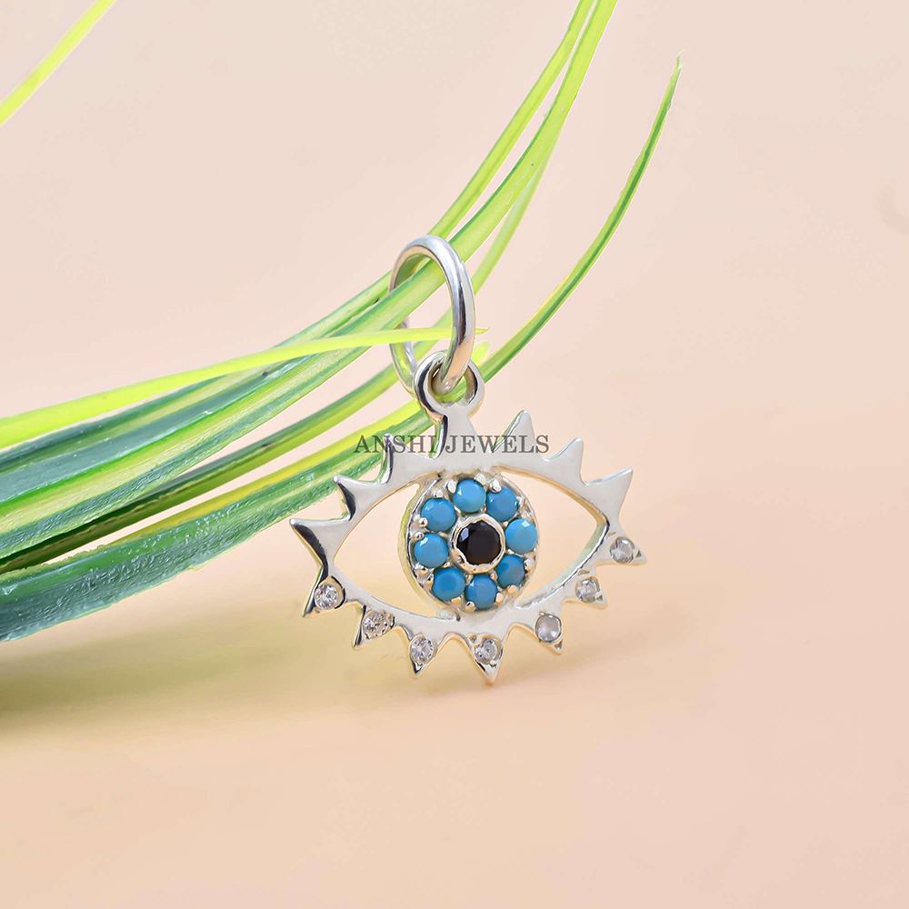 925 Silver evil eye charm turquoise evil eye charm lucky charm jewelry