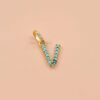 Gold Plated V Turquoise Charm