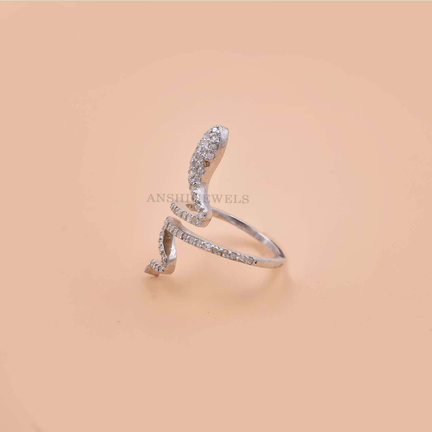 925 Silver Snake Ring, Pave Diamond Snake Ring, Diamond Snake Ring, Wholesale Snake Ring - Image 5