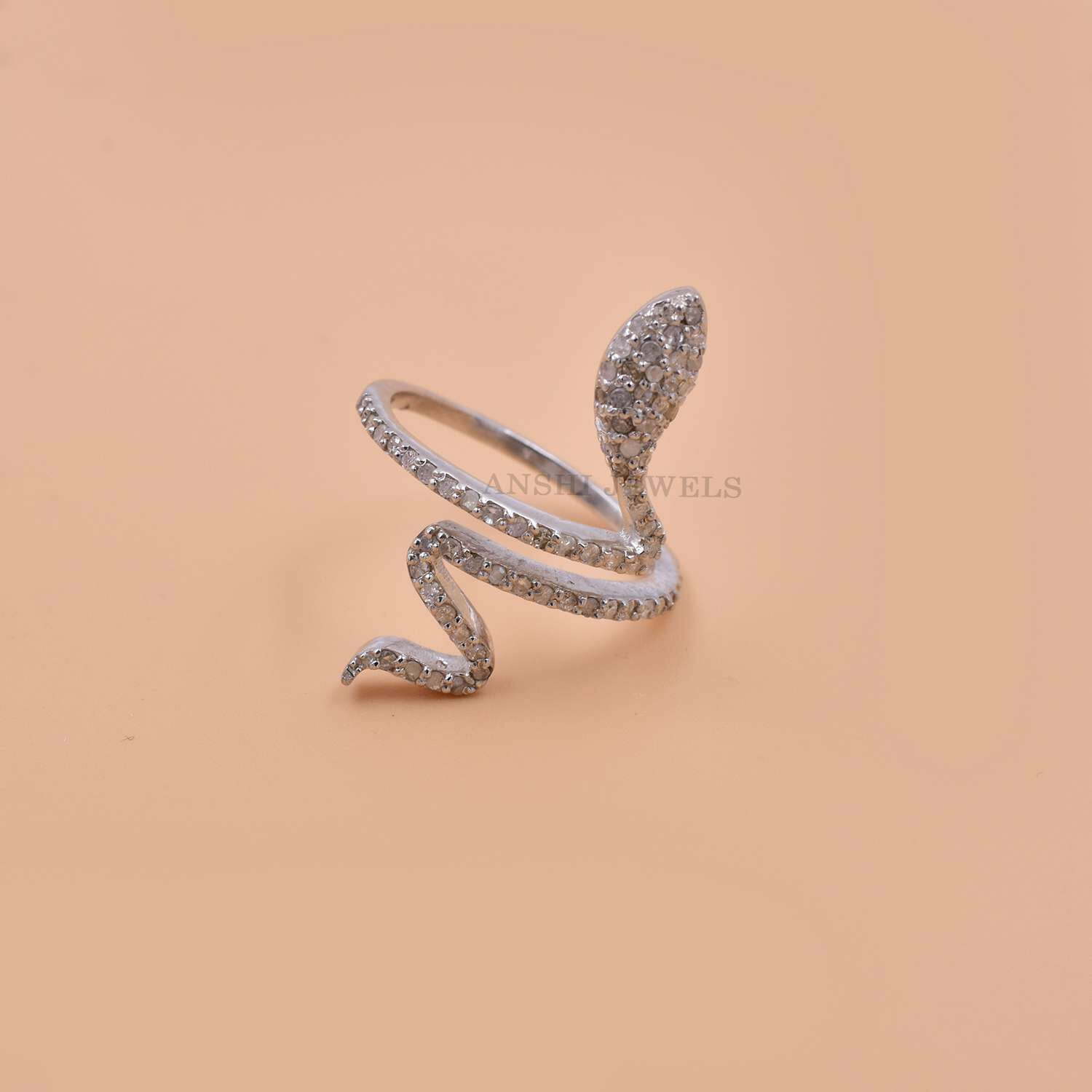 925 Silver Snake Ring, Pave Diamond Snake Ring, Diamond Snake Ring, Wholesale Snake Ring - Image 6