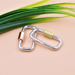 Gold Plated Screw & Silver Wire Square Carabiner