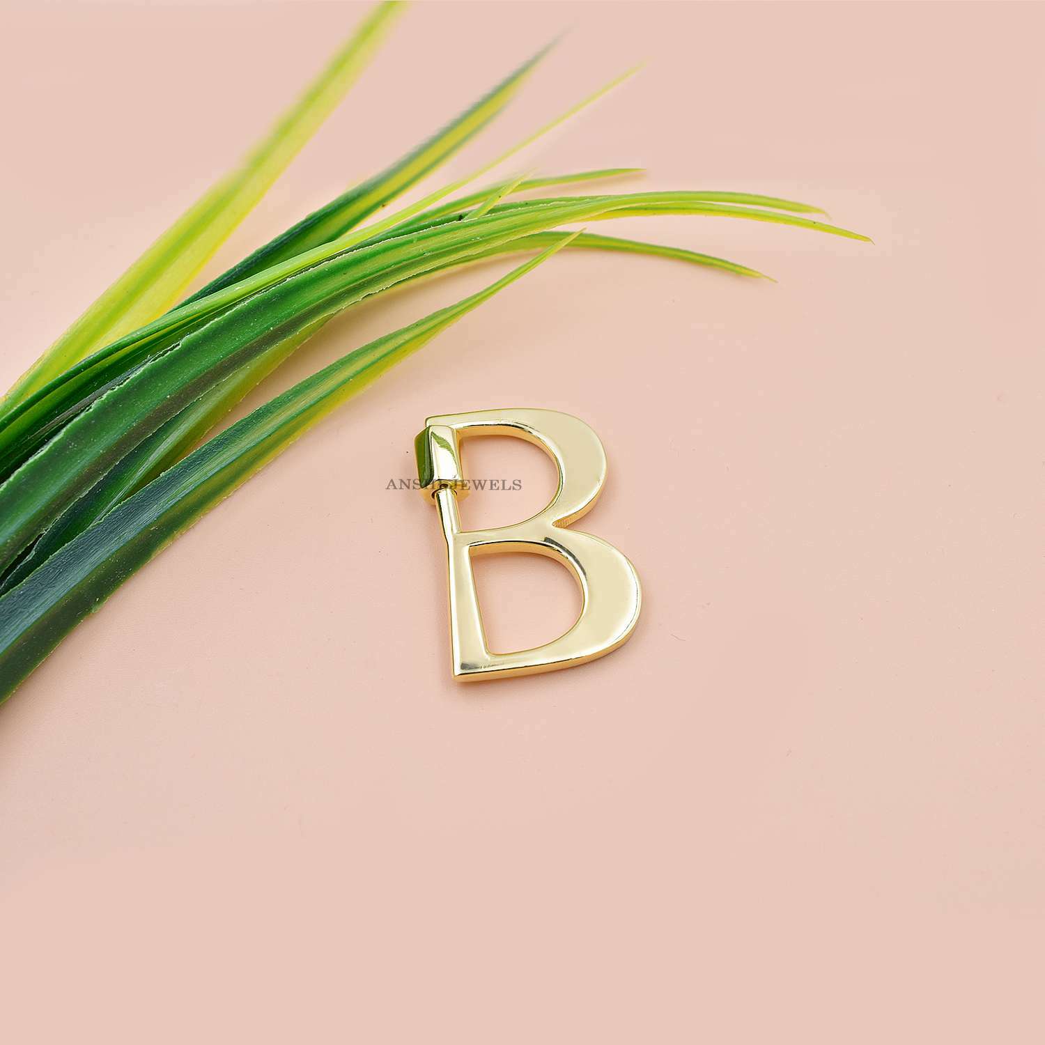 14K Yellow Gold B Letter Carabiner Lock Jewelry - Image 3