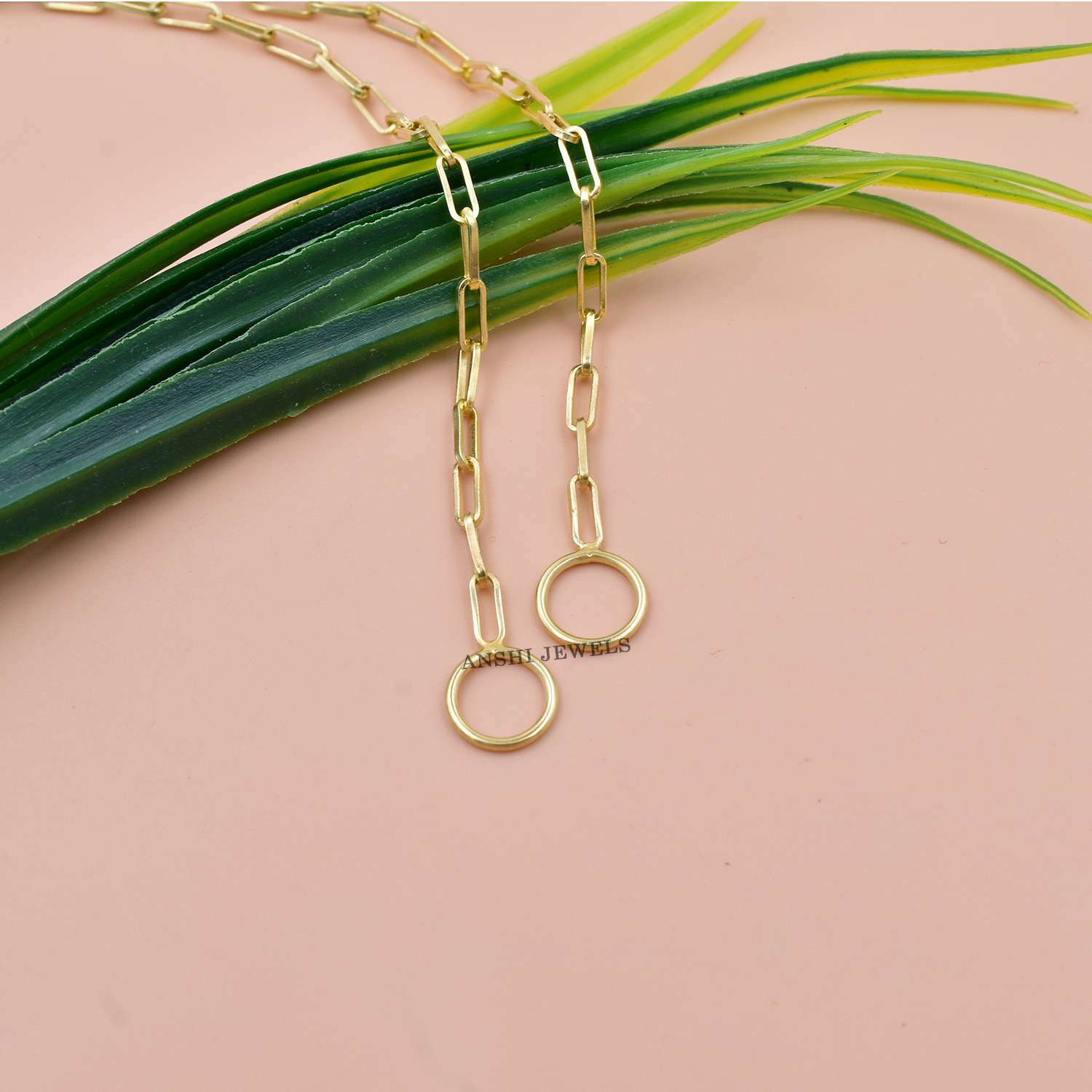 14K Yellow Gold Plated Chain, Paper Clip Chain, Designer Padlock Chain