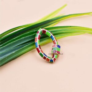 14K Yellow Gold Plated Oval Multi Enamel Screw Carabiner