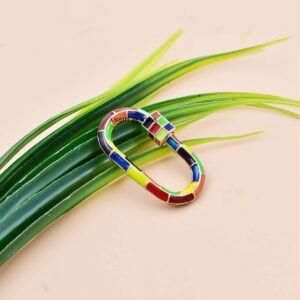 14K Yellow Gold Plated Multi Enamel Screw Carabiner Lock