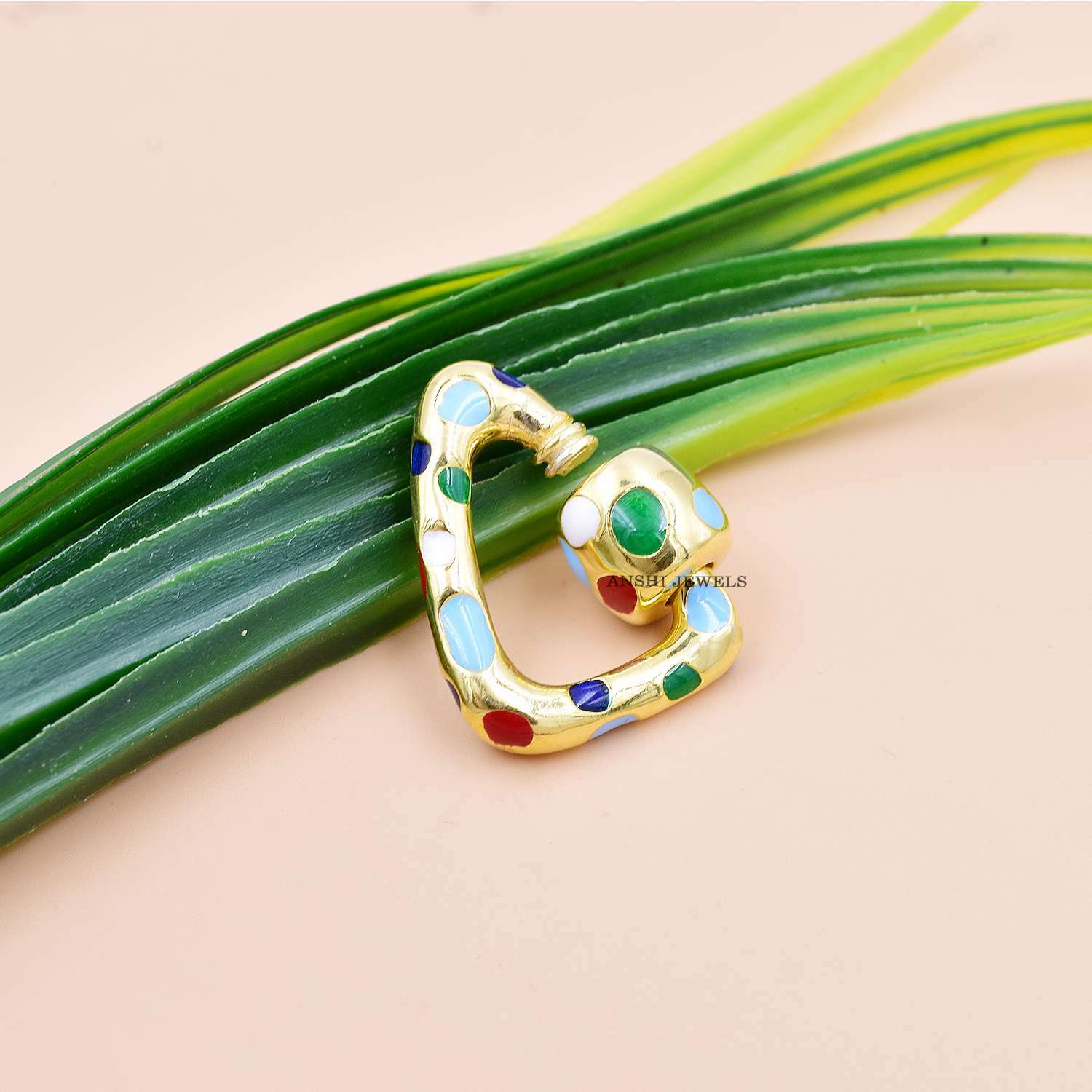 Gold Plated Triangle Multi Enamel Carabiner - Image 4