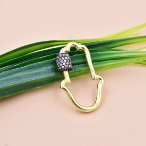 14K Yellow Gold Plated Hamsa Carabiner Lock