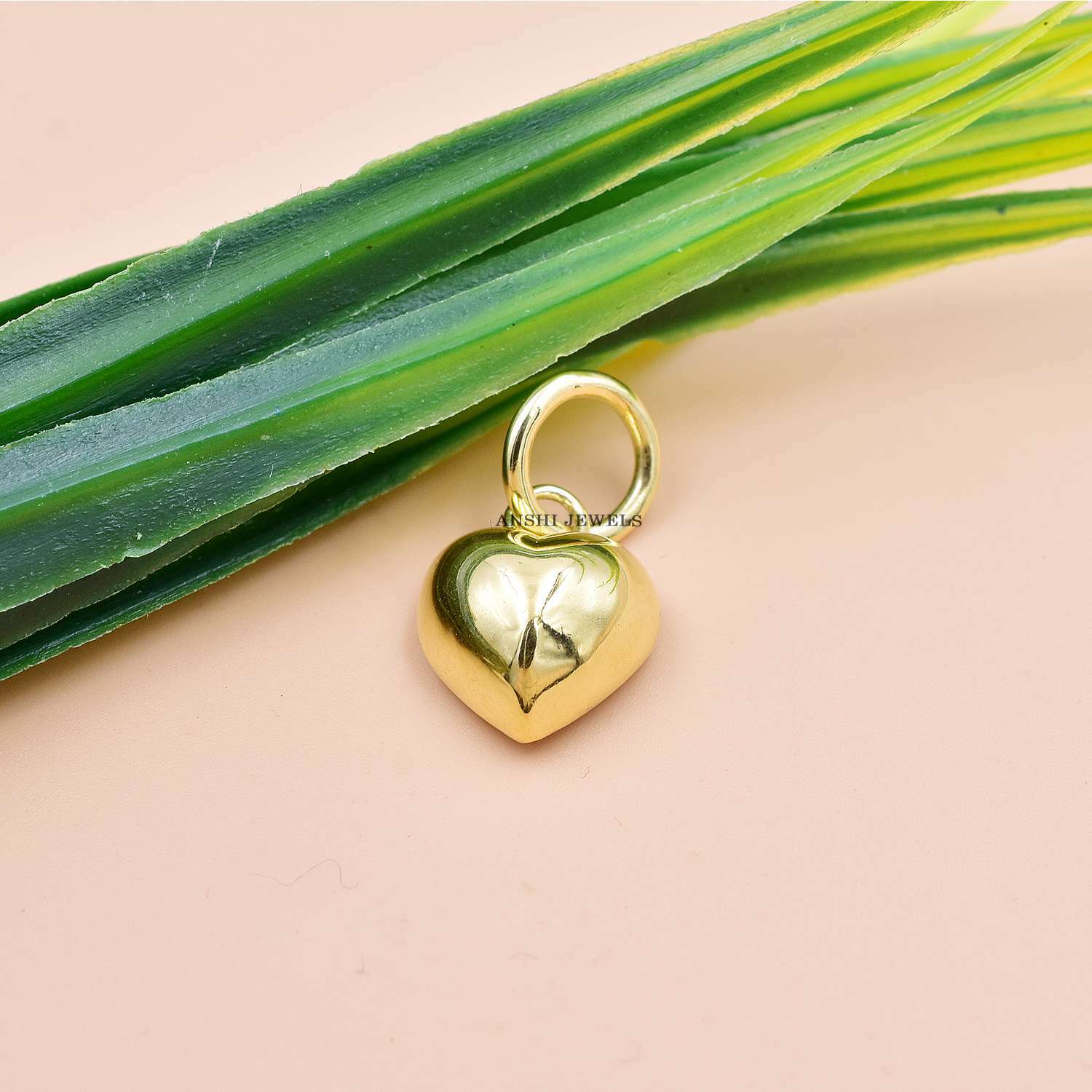 14K Yellow Gold Plated Heart Charm, White Topaz Heart Charm Pendant, Mini Heart Charms Pendant Jewelry - Image 3