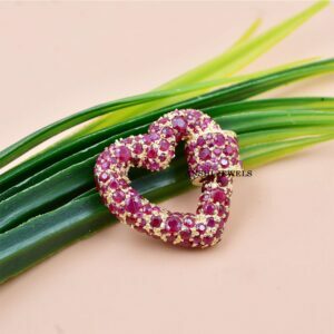 14k Yellow Gold Ruby Heart Carabiner