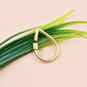 14k Yellow Gold Oval Plain Carabiner Lock