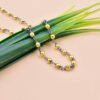 14K Yellow Gold Plated Beads Necklace, Round Shape Beads Necklace, Clip Lock Bead Necklace