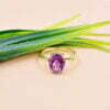 Gold Amethyst Oval Band Ring