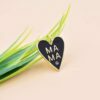 14K Yellow Gold Plated Heart Charm, Diamond Heart, Blue Enamel Heart Charm, Mama Heart Charm