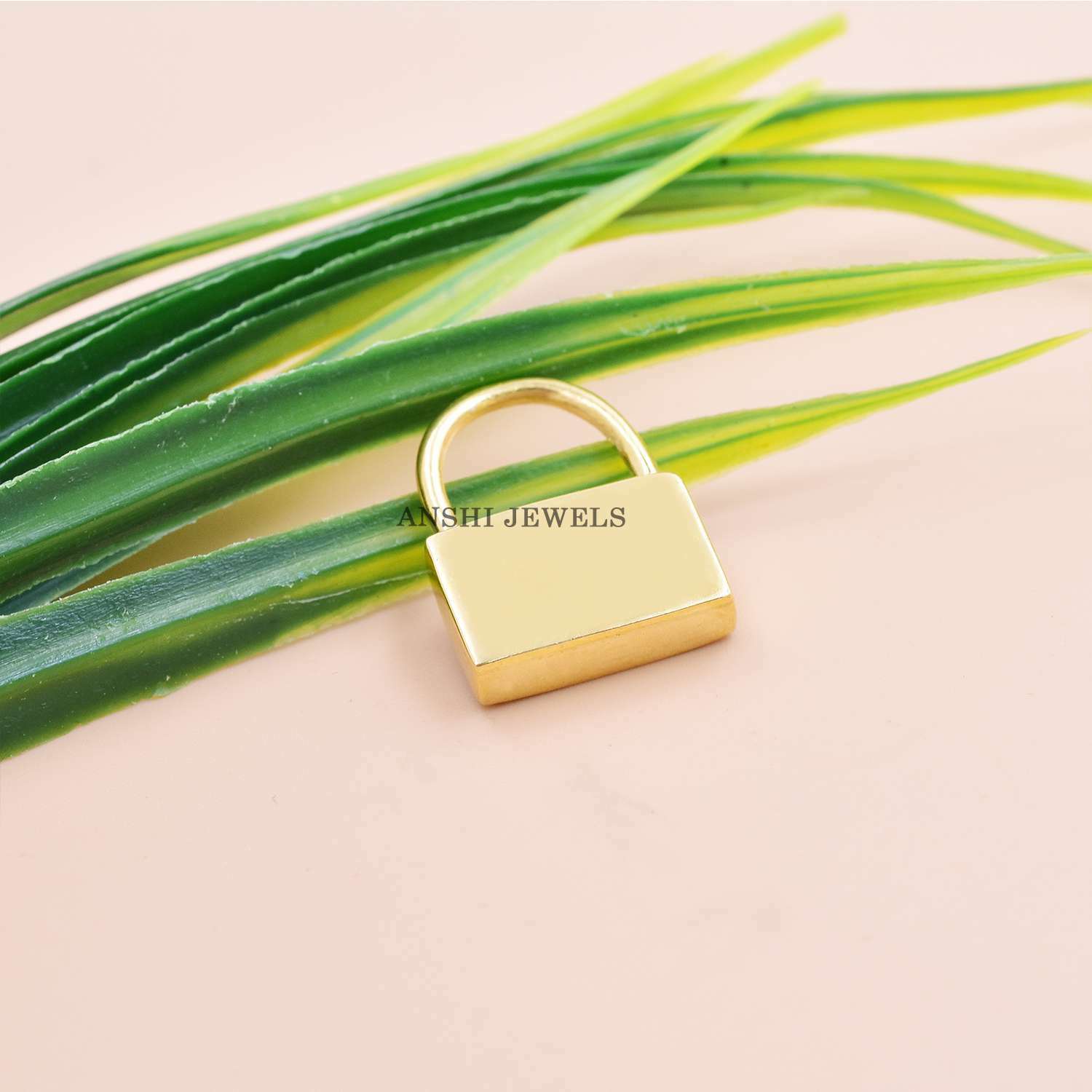 14K Yellow Gold Plated Padlock, Ruby Padlock, Designer Gemstone Padlock, Women Necklace Padlock - Image 3