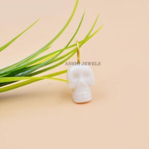 White Agate Skull Charm