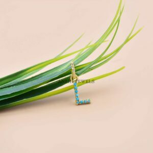 Turquoise L Letter Charm