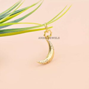 Pave Diamond Moon Pendant