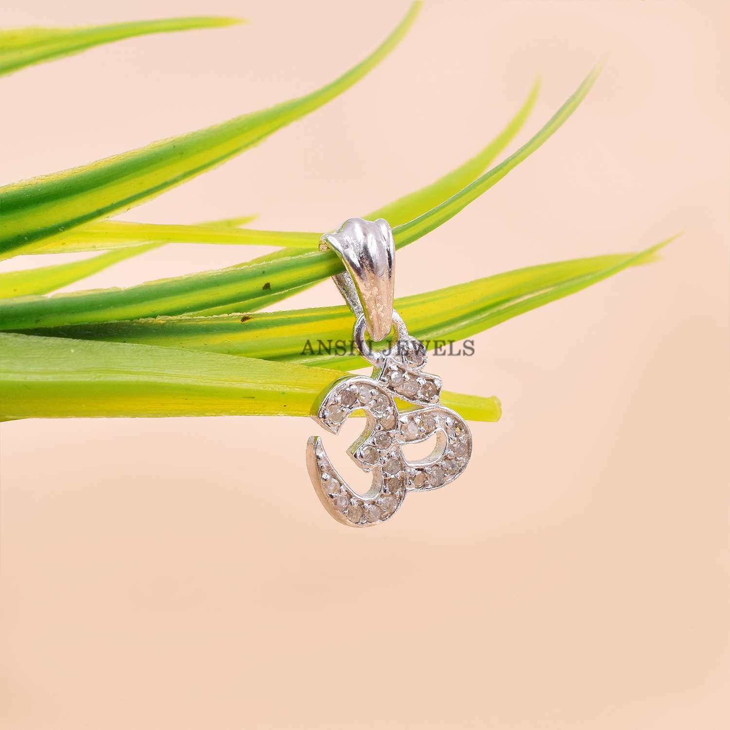 Silver Diamond OM Charm