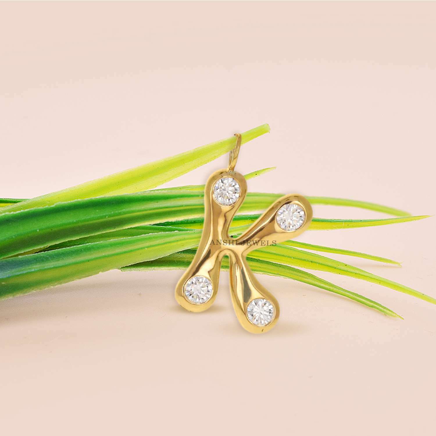14k Gold Plated K Charm