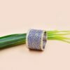 Silver Sapphire Cigar Band Ring