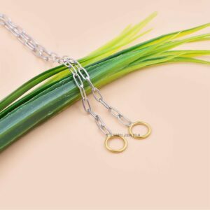 925 Sterling Silver Paper Clip Chain, Yellow Gold Plated Jump & Silver Plated Chain