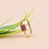 14K Yellow Gold Plated Pink Sapphire Carabiner