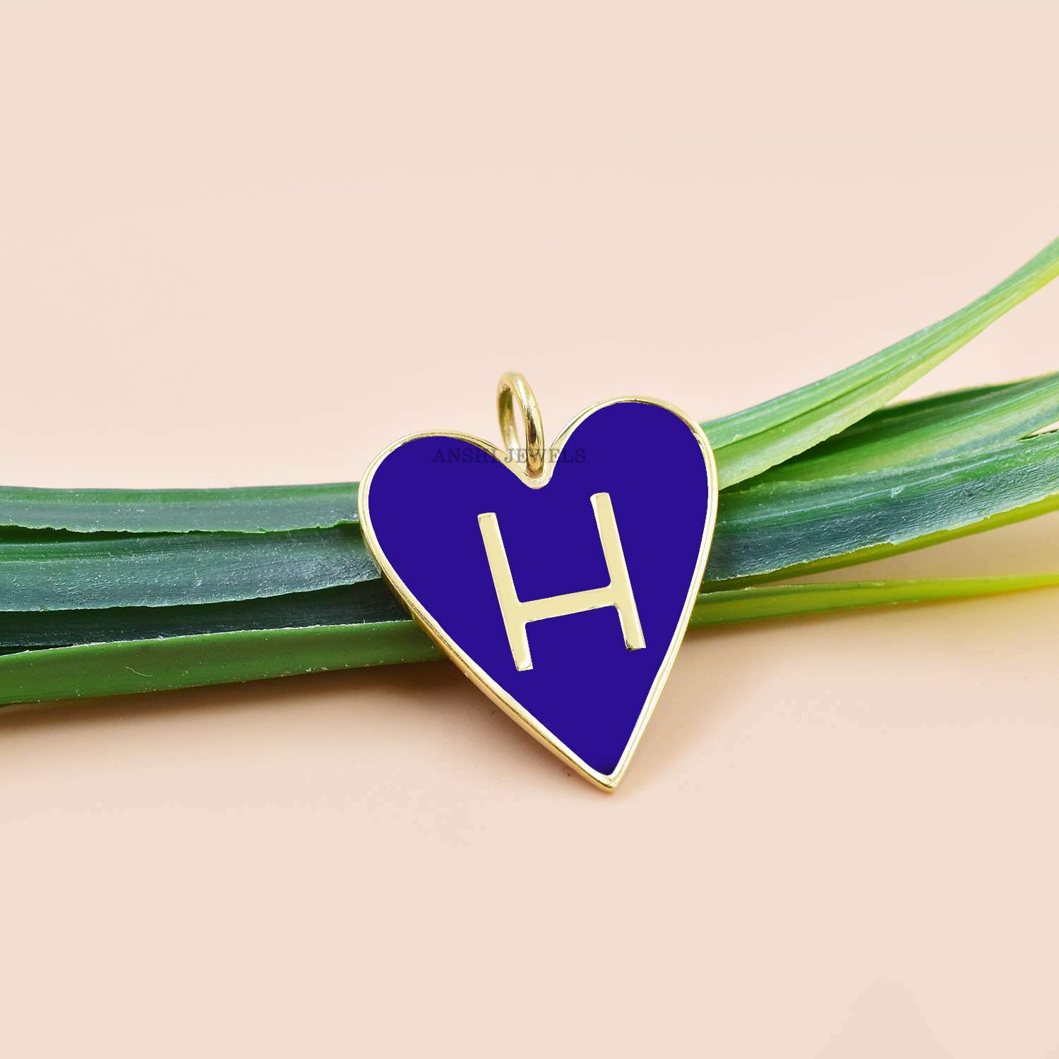 Heart Charm Pendant, H Letter Heart Charm, White Enamel Heart Charm, Initial Heart Charm - Image 4