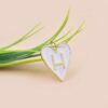 White Enamel H Heart Charm