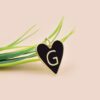Black Enamel G Heart Charm