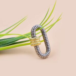 Gold Plated Screw & Silver Wire Twisted Carabiner Lock