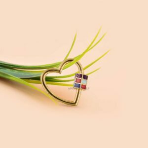 14K Yellow Gold Plated Multi Enamel Heart Carabiner