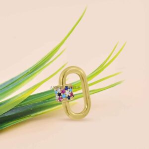 14K Gold Plated Multi Stone Screw Carabiner Jewelry