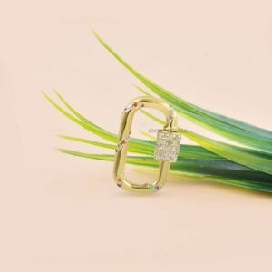 925 Silver Single Cut Diamond & Multi Sapphire Designer Lock