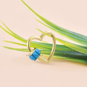 14K Yellow Gold Heart Baguette Carabiner Lock Jewelry