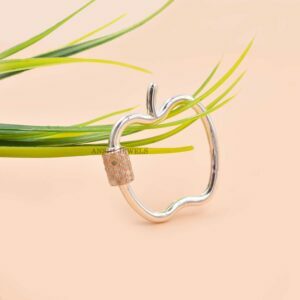 Rose Gold Plated Apple Diamond Screw Carabiner Lock