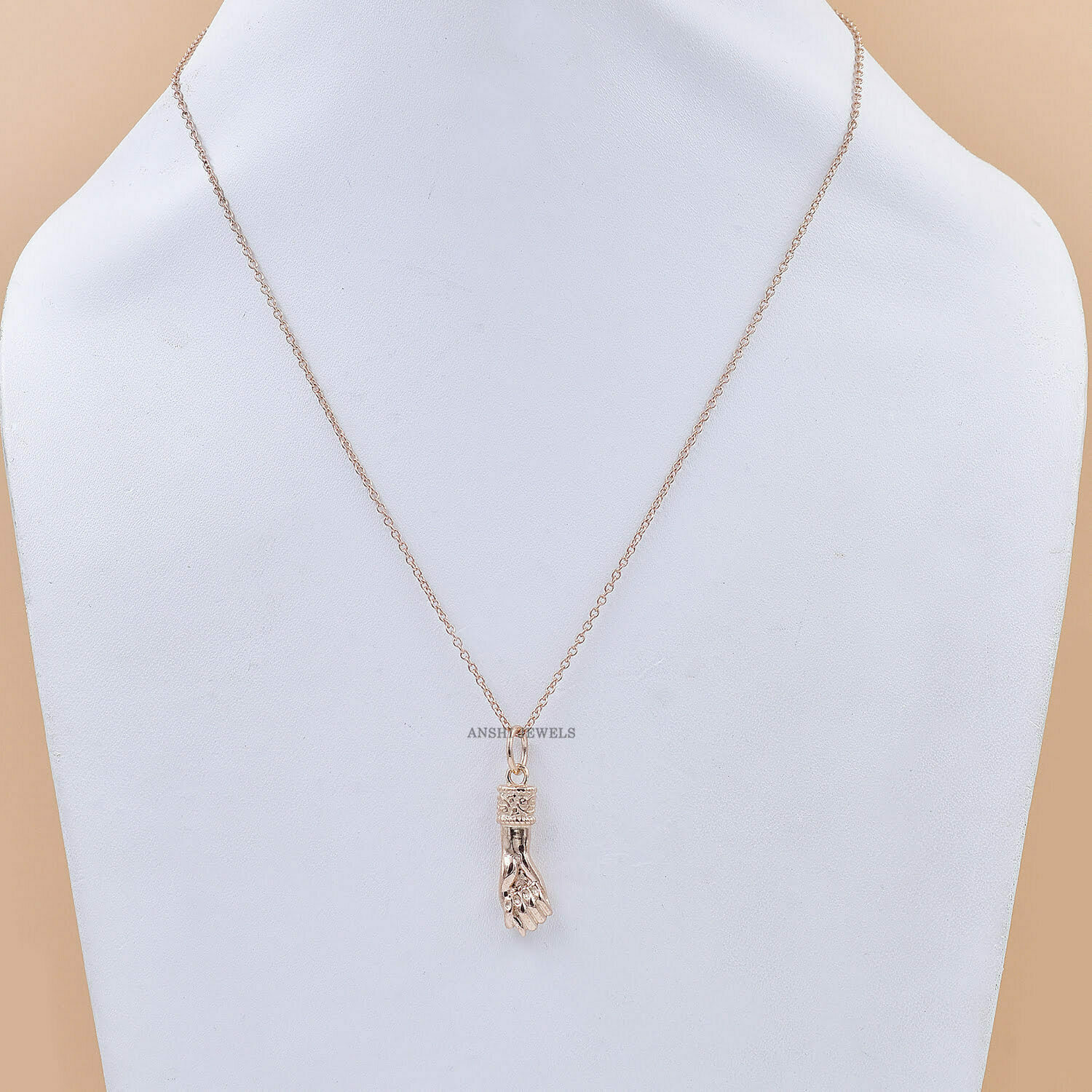14K Rose Gold Plated Figa Charm Necklace, Designer Figa Charm Necklace - Image 3