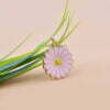 14K Yellow Gold Plated Daisy Floral Charm, Designer Enamel Pink Daisy Floral Charm