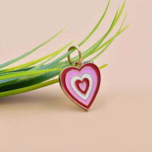 14K Yellow Gold Plated Heart Charm, Three Enamel Heart Charm
