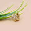 White Topaz Huggie Earring, 14K Yellow Gold Hoop Earring, Designer Earring, Woman Perfect Boho Earring