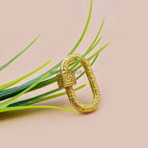 Yellow Gold Plated Screw Carabiner Lock Meander Oval Carabiner Screw Lock