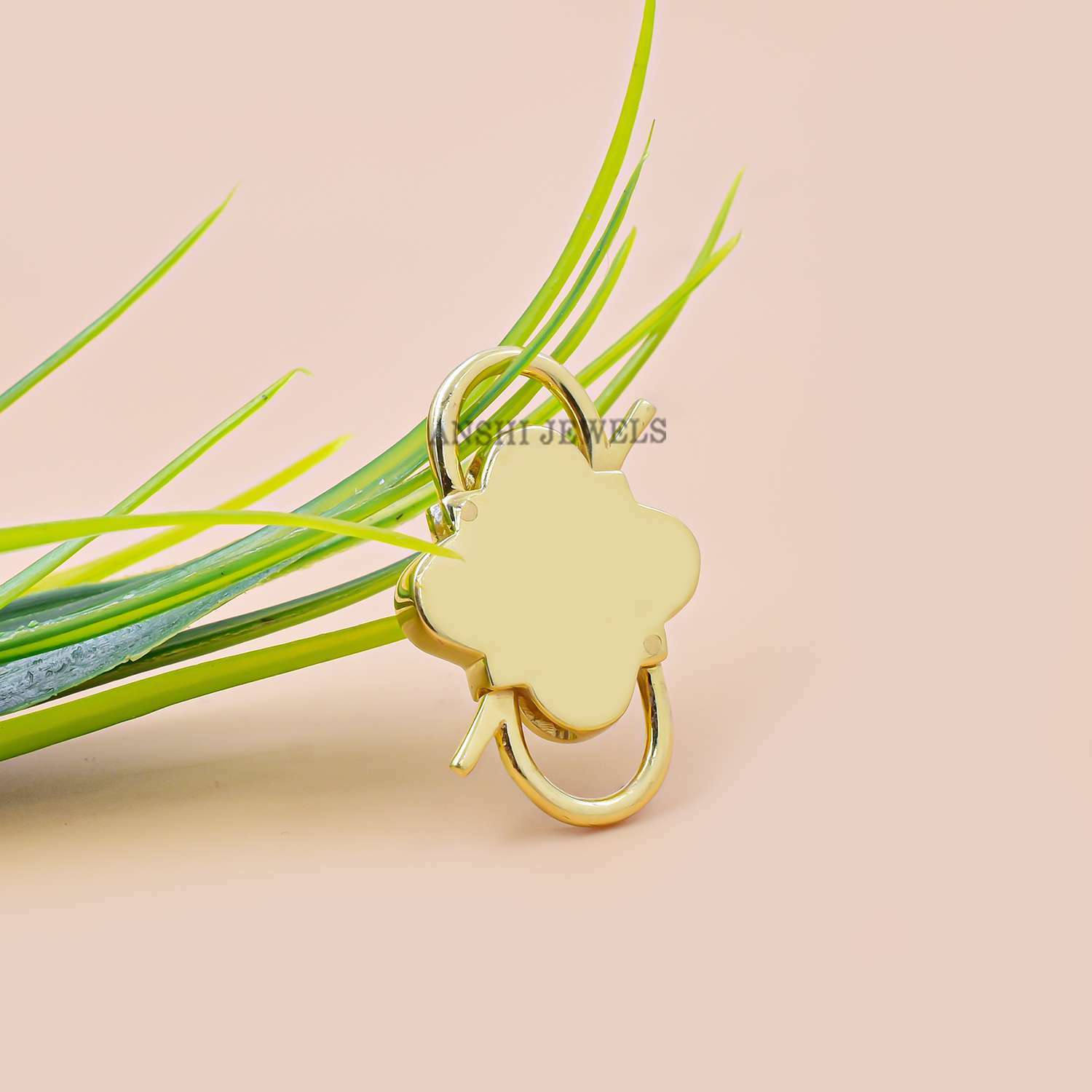 14K Yellow Gold Plated Padlock, Moonstone & Diamond Padlock, Double Side Openable Padlock - Image 3