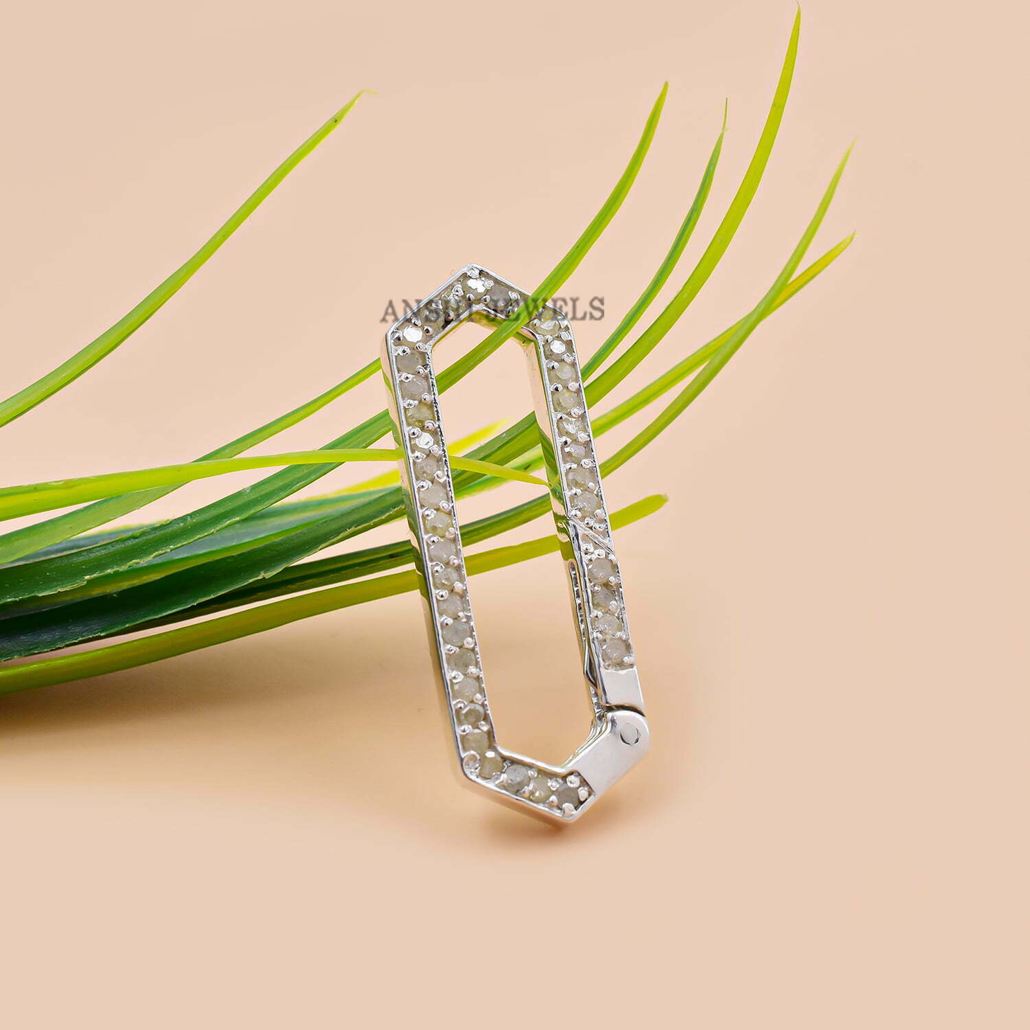Silver Plated Enhancer Lock, Diamond Enhancer Push Lock, Jewelry Connector Hexagon Lock