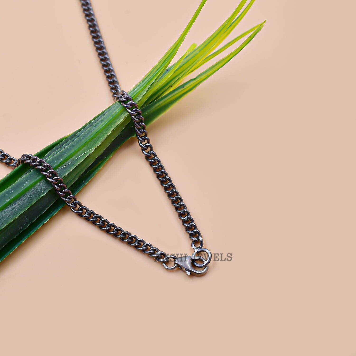925 Silver Gray Plated Curb Chain, Woman Jewelry Connector Chain, Clasp Lock Chain Necklace
