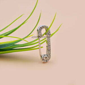 925 Silver Safety Pin Lock, Pave Diamond Safety Pin Lock, Woman Diamond Brooch, Jewelry Connector Enhancer Lock