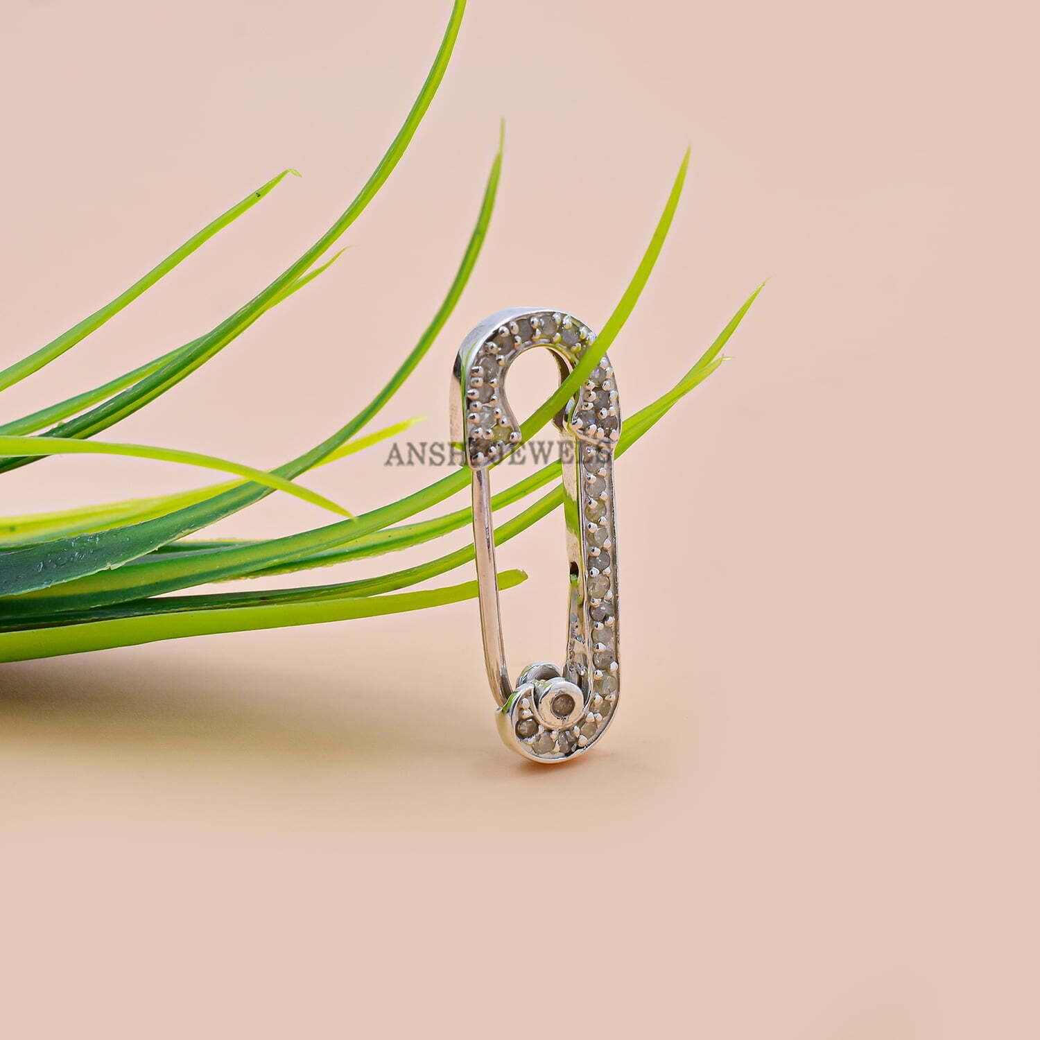 925 Silver Safety Pin Lock, Pave Diamond Safety Pin Lock, Woman Diamond Brooch, Jewelry Connector Enhancer Lock