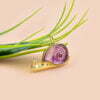 14K Yellow Gold Plated Snail Charm, Amethyst snail Charm, Woman Designer Charm