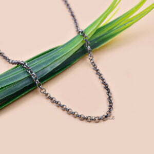 925 Silver Gray Plated Rolo Chain, Woman Jewelry Connector Chain, Silver Clasp Lock Chain Necklace